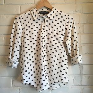 Topshop PETITE heart print blouse Size US 4